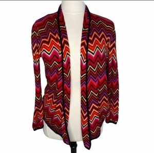 Chaus Multi Color Open Front Cardigan Sweater XL